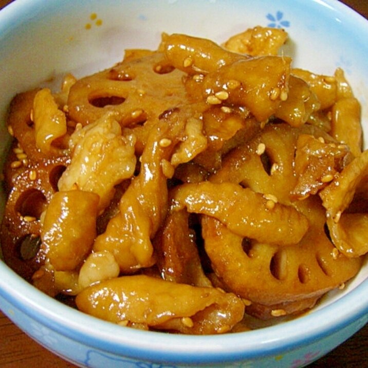 こってりさっぱり旨♡鶏皮蓮根の生姜炒め煮♪